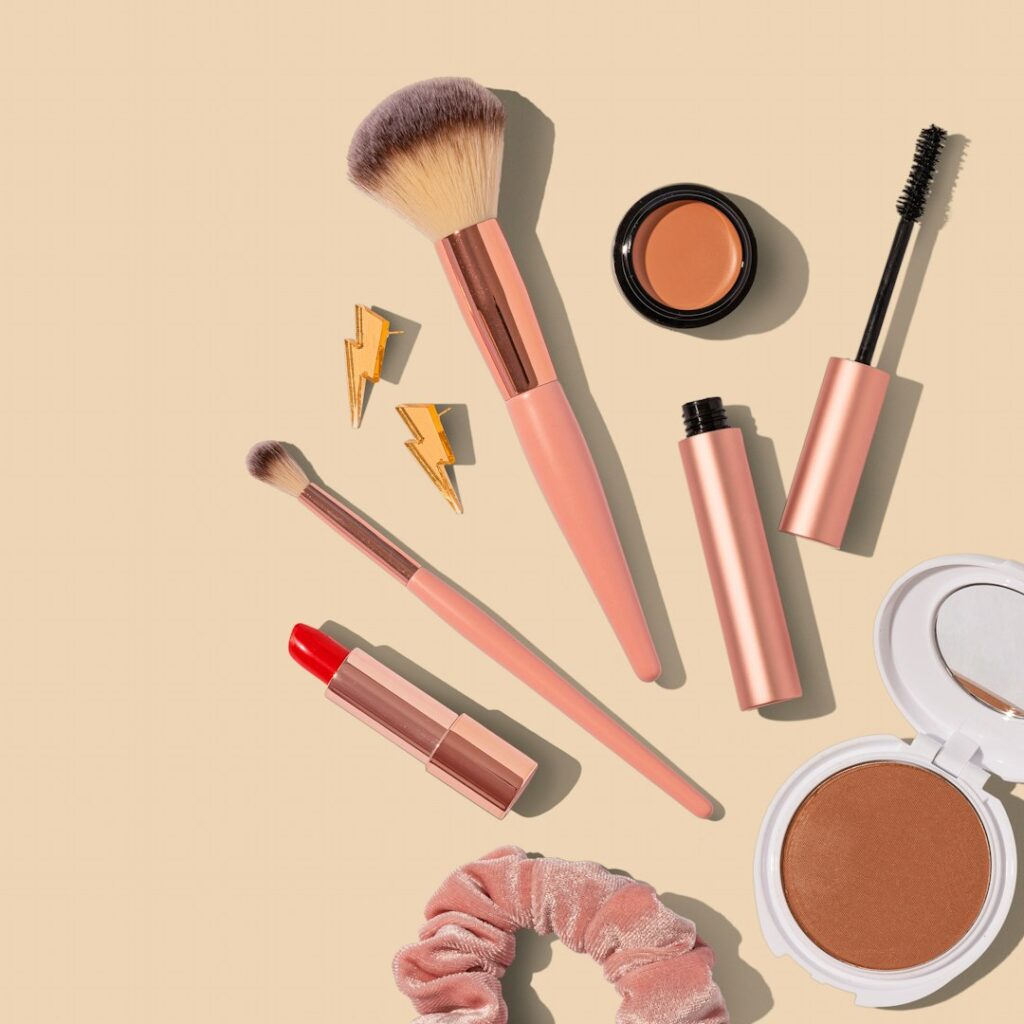 Stock photograph of a makeup assortment